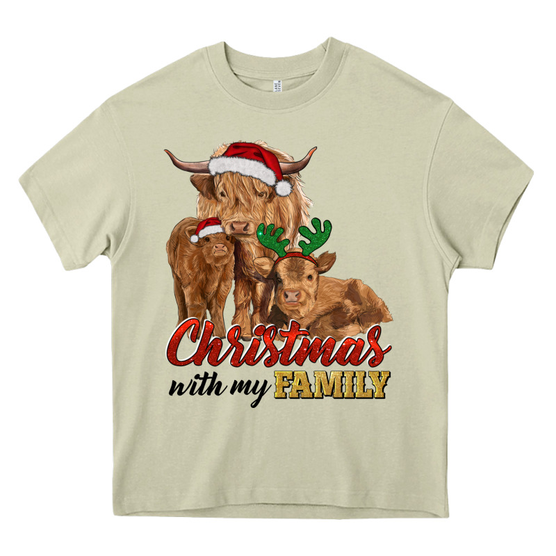 Christmas With My Family Highland Cow Cattle And Calves Heavy Core Tee by RanaPortraitStore | Teevron
