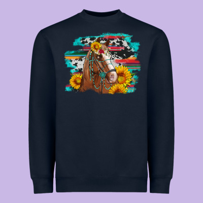 Horse With Sunflowers Heavyweight Sweatshirt Designed By Artiststas