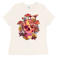Bone Floral skeleton with mushrooms Ladies Tee - RanaPortraitStore