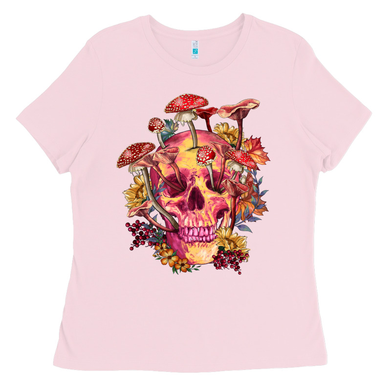 Floral Skeleton With Mushrooms Ladies Tee by RanaPortraitStore | Teevron