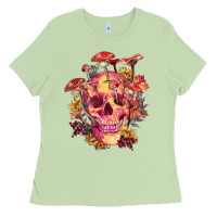 Matcha Floral skeleton with mushrooms Ladies Tee - RanaPortraitStore