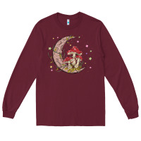 Burgundy moon and mushrooms Long Sleeve Tee - MaliasSmallBusiness