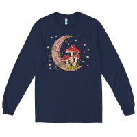 Navy moon and mushrooms Long Sleeve Tee - MaliasSmallBusiness