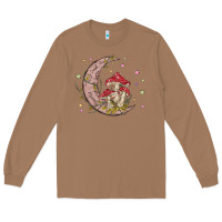 Toasted Coconut moon and mushrooms Long Sleeve Tee - MaliasSmallBusiness