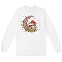 White moon and mushrooms Long Sleeve Tee - MaliasSmallBusiness
