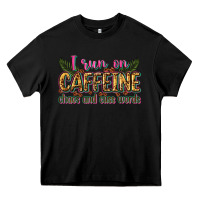 Black i run on caffeine chaos and cuss words Heavy Core Tee - Zillion Design Studio