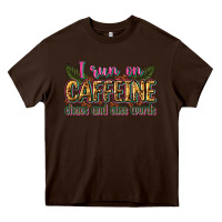 Chocolate Brown i run on caffeine chaos and cuss words Heavy Core Tee - Zillion Design Studio