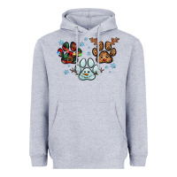 Heather Grey Christmas paws Heavyweight Hoodie - RanaPortraitStore