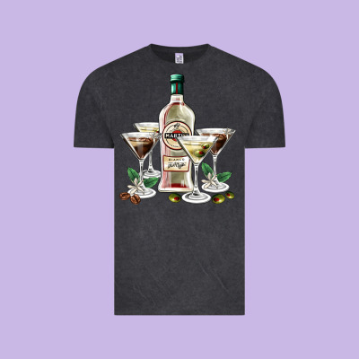 Martini Glasses And Martini Bottle Vintage Tee Designed By Adodesignshop