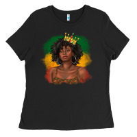 Black black queen with juneteenth flag Ladies Tee - texasbilliewilder