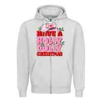 Dove Grey have a holly dolly christmas Zipper Hoodie - MaliasSmallBusiness