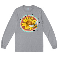 Heather Grey bee and sunflower Long Sleeve Tee - MaliasSmallBusiness