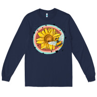 Navy bee and sunflower Long Sleeve Tee - MaliasSmallBusiness