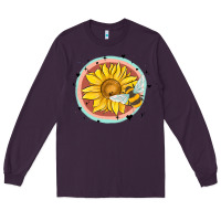 Plum bee and sunflower Long Sleeve Tee - MaliasSmallBusiness