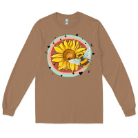 Toasted Coconut bee and sunflower Long Sleeve Tee - MaliasSmallBusiness