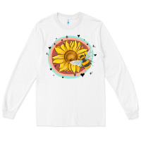 White bee and sunflower Long Sleeve Tee - MaliasSmallBusiness