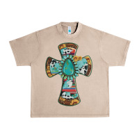 French Oak cross with leopard sunflower gemstone serape cowhide Urban Heavy Tee - Artiststas