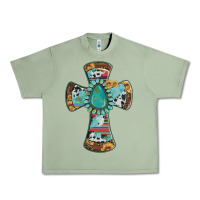 Oil Green cross with leopard sunflower gemstone serape cowhide Urban Heavy Tee - Artiststas