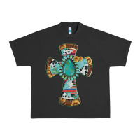 Pigment Black cross with leopard sunflower gemstone serape cowhide Urban Heavy Tee - Artiststas