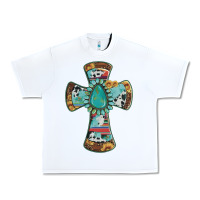 White cross with leopard sunflower gemstone serape cowhide Urban Heavy Tee - Artiststas