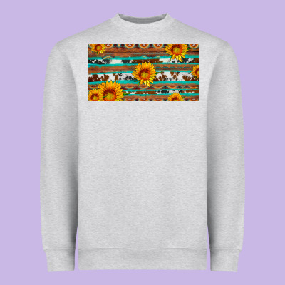Aztec Sunflower Cowhide License Plate Heavyweight Sweatshirt Designed By Artiststas