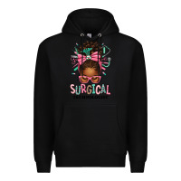 Black Surgical Technologist Afro Messy Bun Premium Hoodie - texasbilliewilder