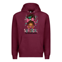 Burgundy Surgical Technologist Afro Messy Bun Premium Hoodie - texasbilliewilder