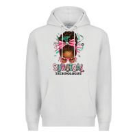 Dove Grey Surgical Technologist Afro Messy Bun Premium Hoodie - texasbilliewilder