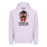 Lilac Surgical Technologist Afro Messy Bun Premium Hoodie - texasbilliewilder