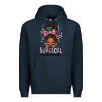 Navy Surgical Technologist Afro Messy Bun Premium Hoodie - texasbilliewilder