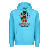Ocean Blue Surgical Technologist Afro Messy Bun Premium Hoodie - texasbilliewilder