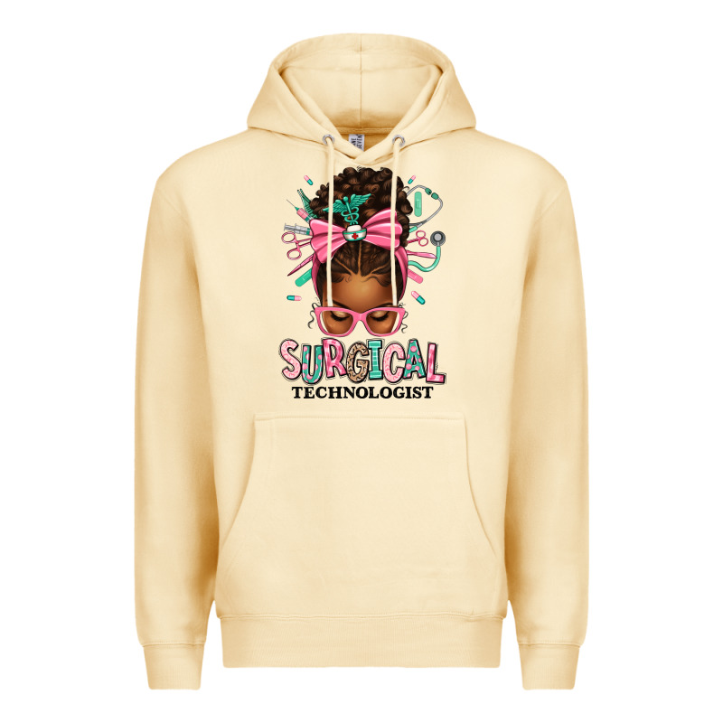Surgical Technologist Afro Messy Bun Premium Hoodie by texasbilliewilder | Teevron