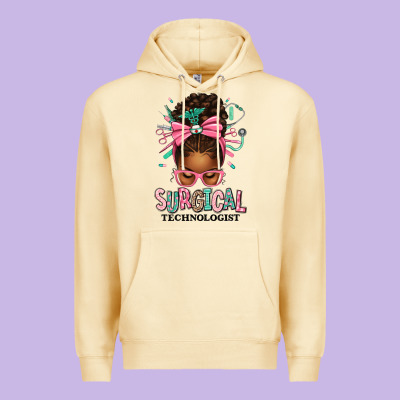 Surgical Technologist Afro Messy Bun Premium Hoodie Designed By Texasbilliewilder