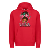 Red Surgical Technologist Afro Messy Bun Premium Hoodie - texasbilliewilder
