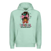 Seafoam Surgical Technologist Afro Messy Bun Premium Hoodie - texasbilliewilder