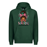 Sports Green Surgical Technologist Afro Messy Bun Premium Hoodie - texasbilliewilder