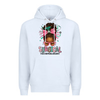 White Surgical Technologist Afro Messy Bun Premium Hoodie - texasbilliewilder
