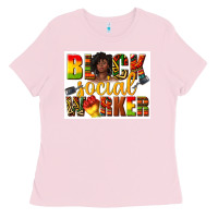 Bubblegum Pink black social worker Ladies Tee - texasbilliewilder
