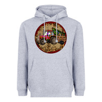 Heather Grey Christmas Tractor Heavyweight Hoodie - RanaPortraitStore