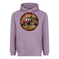 Lavender Christmas Tractor Heavyweight Hoodie - RanaPortraitStore