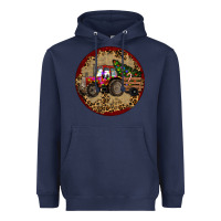Navy Christmas Tractor Heavyweight Hoodie - RanaPortraitStore