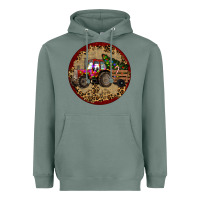 Sage Christmas Tractor Heavyweight Hoodie - RanaPortraitStore
