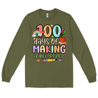 Army Green 100 days of making a difference Long Sleeve Tee - MaliasSmallBusiness