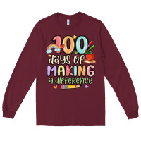 Burgundy 100 days of making a difference Long Sleeve Tee - MaliasSmallBusiness