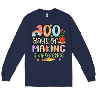 Navy 100 days of making a difference Long Sleeve Tee - MaliasSmallBusiness