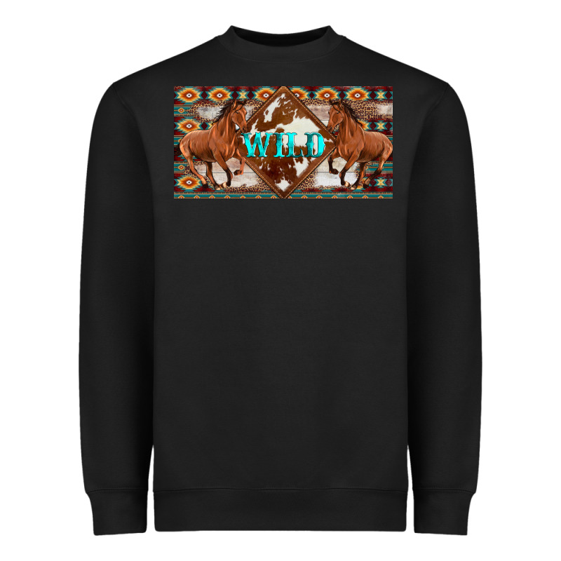 Aztec Horses And Wild With Cowhide License Plate Template Heavyweight Sweatshirt by Artiststas | Teevron