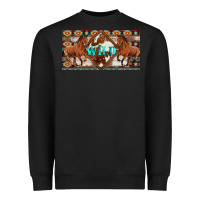 Black aztec horses and wild with cowhide license plate template Heavyweight Sweatshirt - Artiststas
