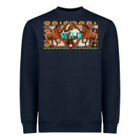 Navy aztec horses and wild with cowhide license plate template Heavyweight Sweatshirt - Artiststas