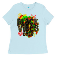 Baby Blue black vibes only Ladies Tee - texasbilliewilder