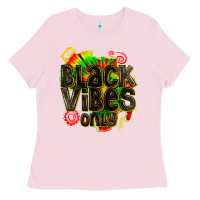 Bubblegum Pink black vibes only Ladies Tee - texasbilliewilder